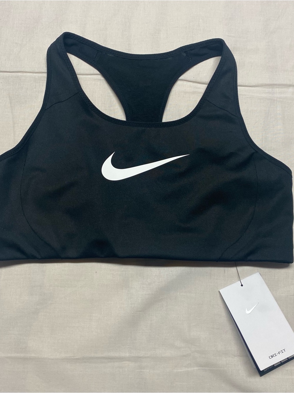 Nike Black Sports Bra with White Swoosh Racerback